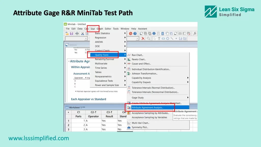 Attribute Gage R&R MiniTab Test Path
