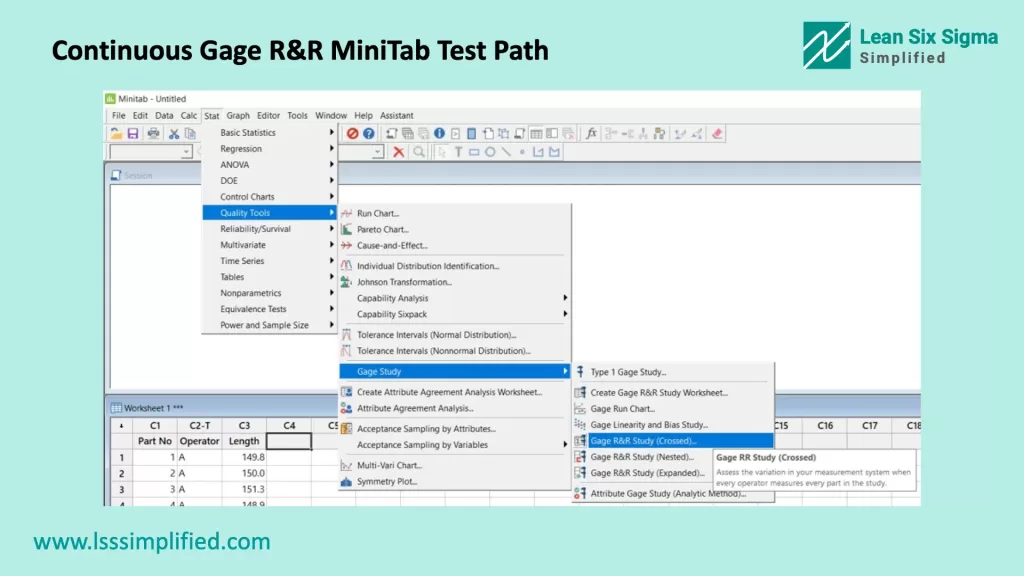 Continuous Gage RR MiniTab Test Path