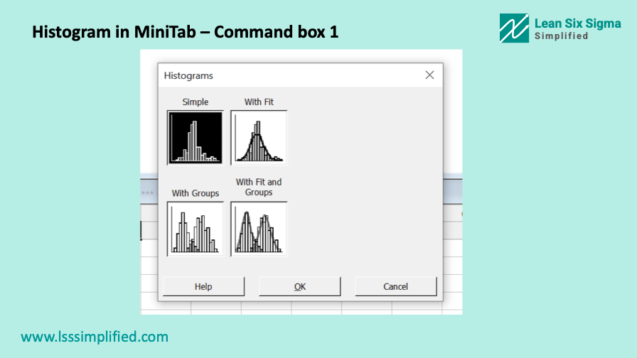 Histogram in MiniTab Command Box 1