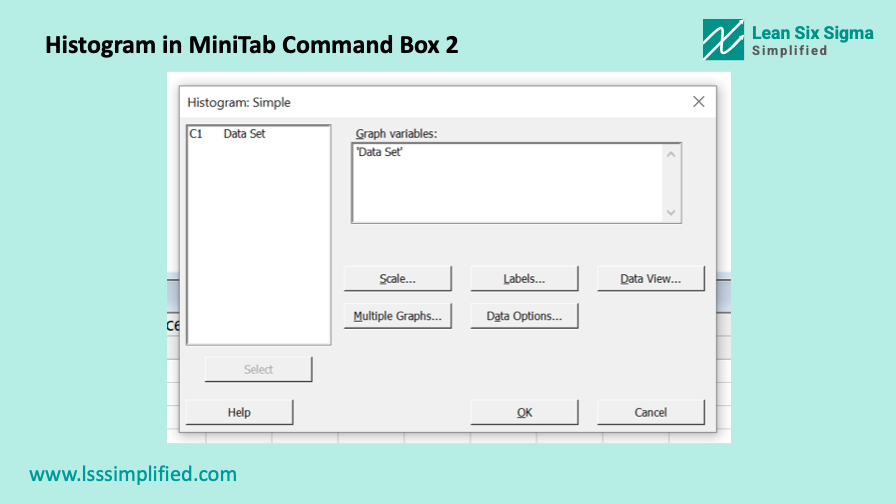 Histogram in MiniTab Command Box 2